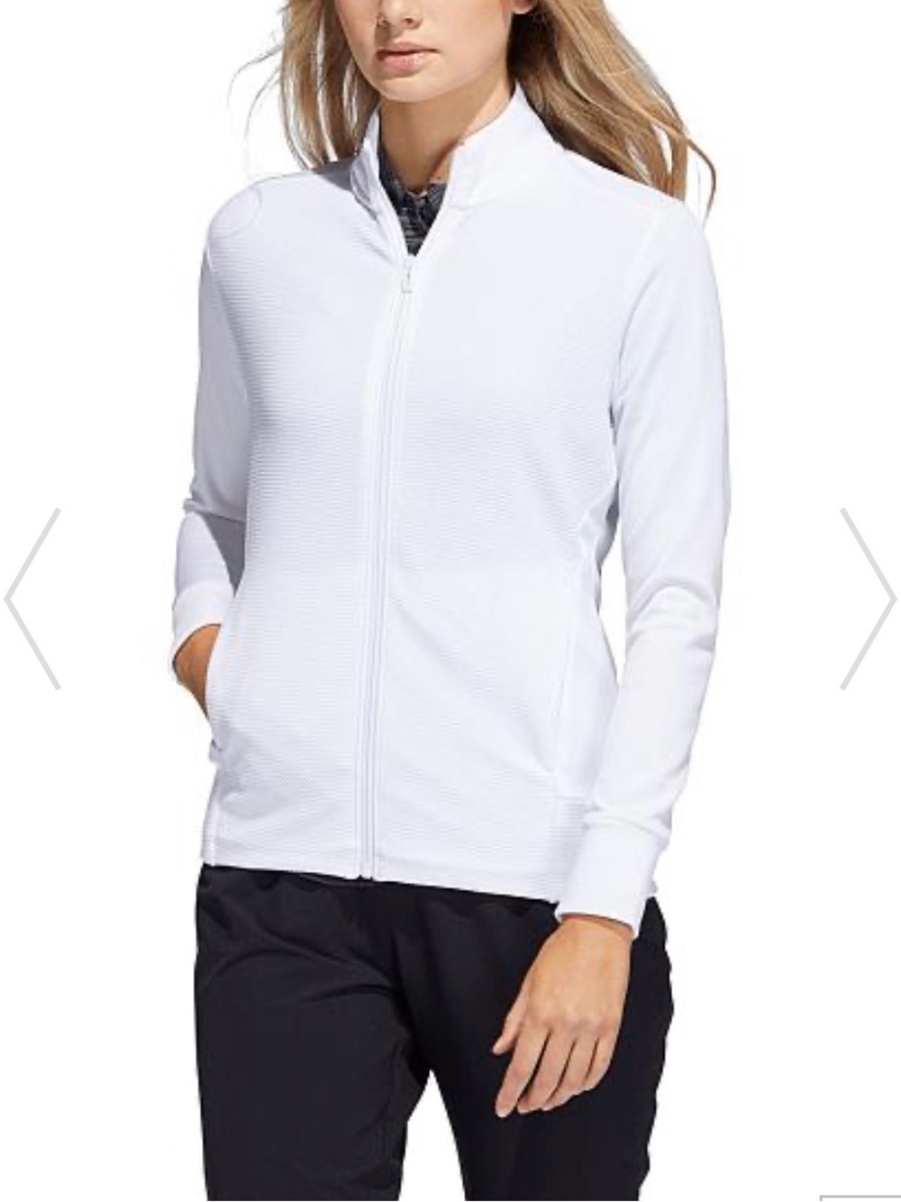 adidas,White, Textured Stripe, Full-Zip,Golf Jacket, size medium